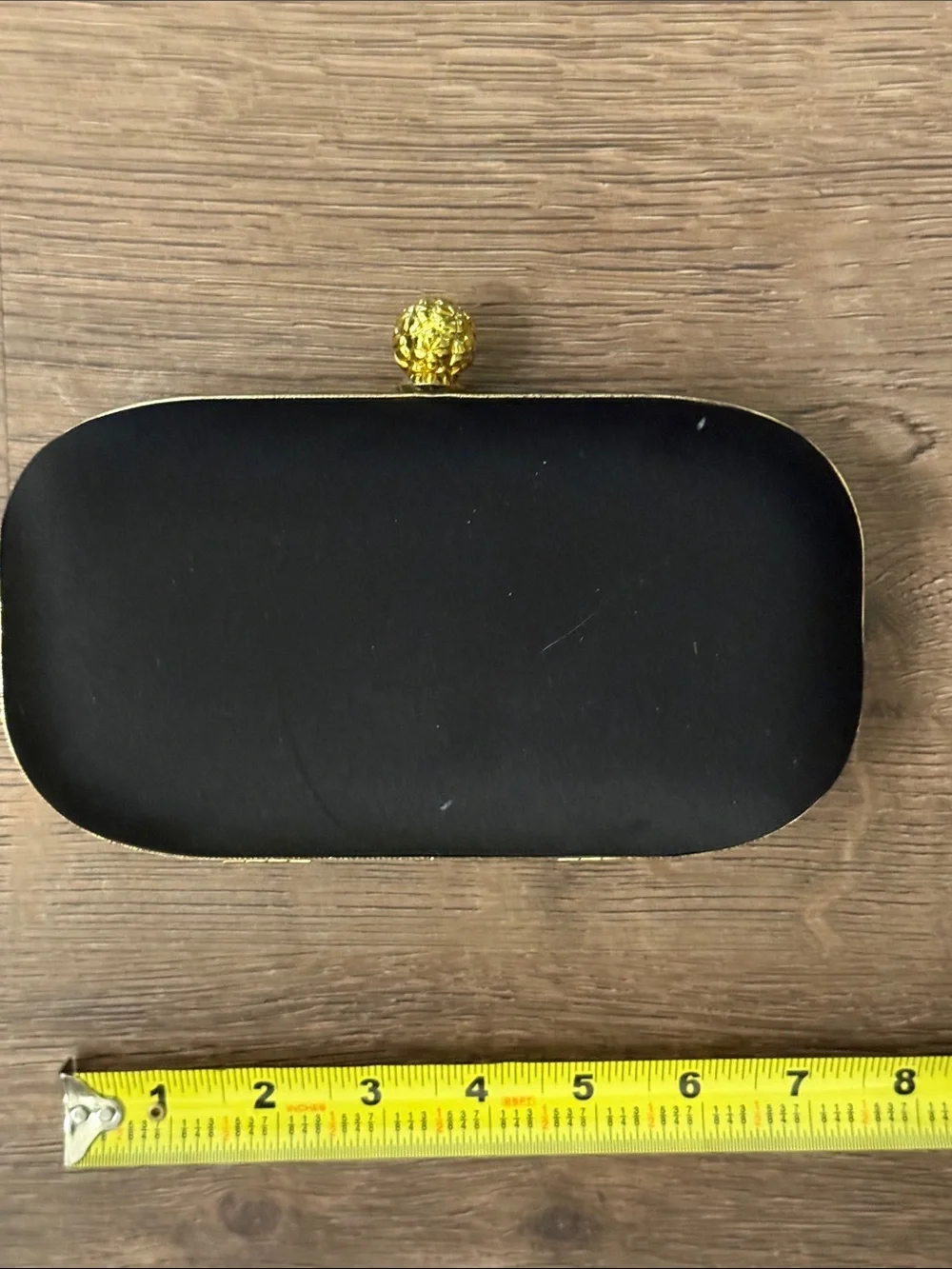 Kate Landry Black Clutch with Gold Beaded Floral Design